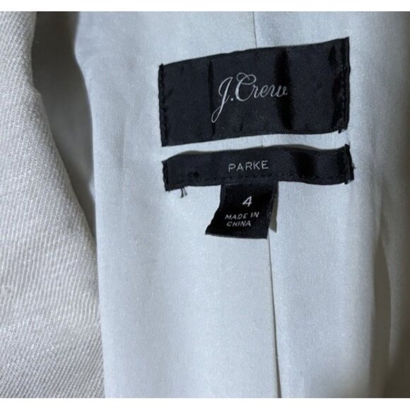 J. Crew womens Parke blazer size 4 oatmeal beige preppy career coastal Linen - Picture 4 of 9